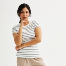 Женская футболка Sonoma Goods For Life® в рубчик с укороченным круглым вырезом SONOMA
