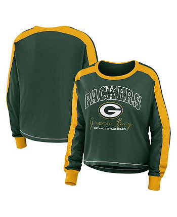 Women's Green Green Bay Packers Plus Size Colorblock Long Sleeve T-shirt WEAR by Erin Andrews