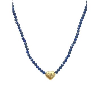 14K-Gold-Plated Sterling Silver &amp; Lapis Lazuli Beaded Necklace Argento Vivo