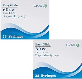 Global Medical Products 60cc Luer Lock Syringes - No Needle - QTY 50 (2 boxes of 25 syringes) Easy Glide