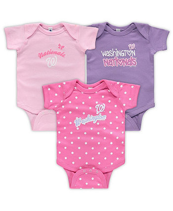 Розовый, фиолетовый комплект из 3 боди для девочек Washington Nationals Rookie Soft As A Grape