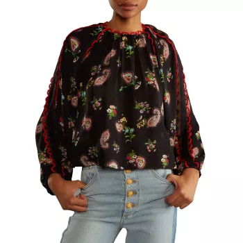 Шелковая блузка с петлей пейсли Cynthia Rowley