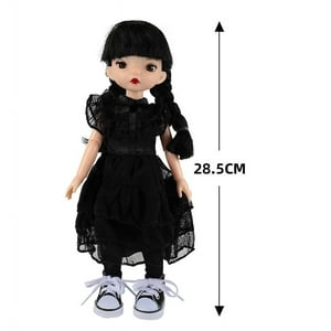 12Inch Wednesday Adams Black Dress Doll 360° Articulated Girl Dressable Girl Birthday Gift XTEILC