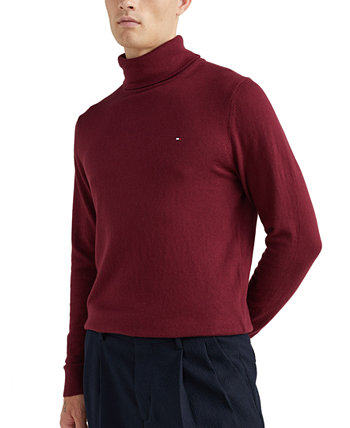 Мужской однотонный свитер с воротником из смеси хлопка и кашемира обычного кроя пима Tommy Hilfiger