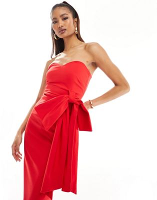 Эксклюзивное красное платье макси с бантом Vesper Vesper