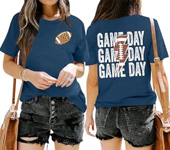 Football Shirts for Women Game Day T-Shirts Football Season Shirt Lightning Graphic Casual Tee Tops HQP