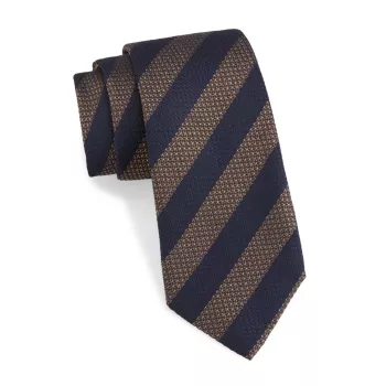 Полосатый хлопково-шелковый галстук ISAIA