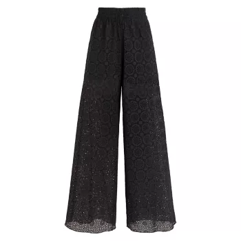 Broderie Anglaise Cotton Wide-Leg Trousers VILEBREQUIN