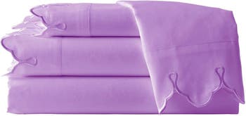 Набор пуховых одеял королевы с зубчатой вышивкой - однотонный фиолетовый Belle Epoque