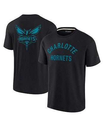 Мужская и женская черная супермягкая футболка Charlotte Hornets Fanatics Signature