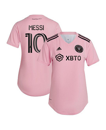 Женская розовая футболка с Лионелем Месси Inter Miami CF 2023 The Heart Beat Kit, реплика джерси Adidas