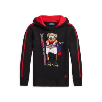 Маленький мальчик &amp;amp; Праздничный вязаный свитер Polo Bear с капюшоном для мальчиков Polo Ralph Lauren