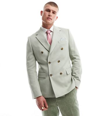 Двубортный пиджак свободного кроя из бамбука Harry Brown шалфейного цвета Harry Brown