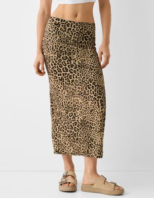 Bershka polyamide maxi skirt in leopard print Bershka