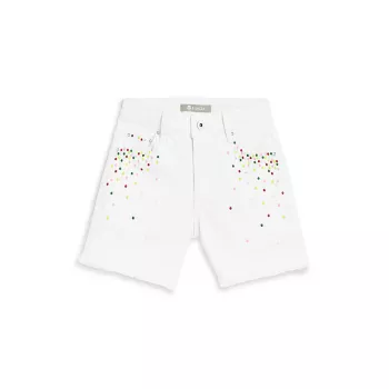 Girl's Brittany Colorful Confetti Studded Frayed Shorts Tractr