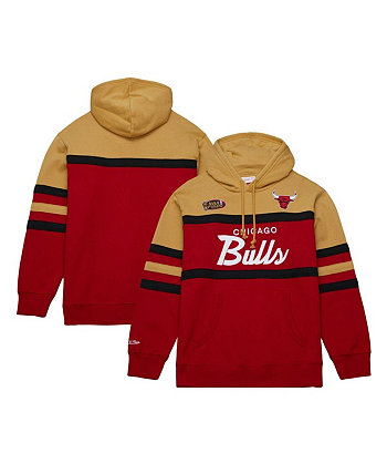 Мужской красно-золотой пуловер с капюшоном для главного тренера Chicago Bulls Mitchell & Ness