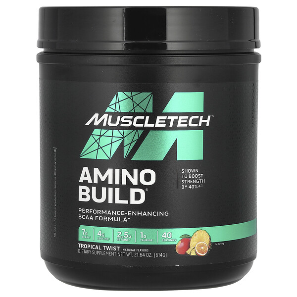 Amino Build, Тропический Вкус - 614 г - Muscletech - BCAA Muscletech