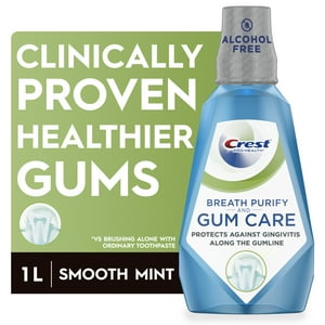 Crest Pro Health Gum and Breath Purify Oral Rinse Mouthwash, Mint, 33.8 fl oz Crest