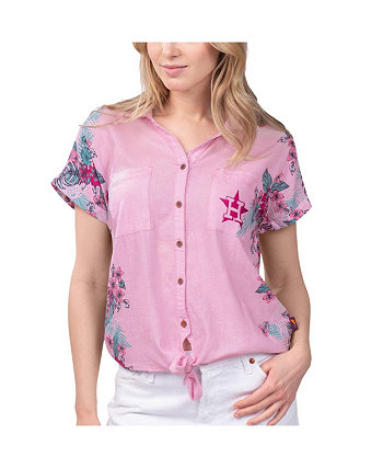 Женская розовая рубашка на пуговицах с завязкой спереди Houston Astros Stadium Margaritaville