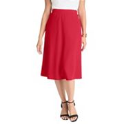 Jessica London Women's Plus Size Knit Crepe Midi Flare Skirt Jessica London