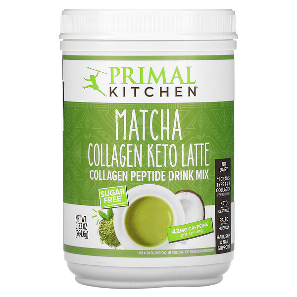 Collagen Keto Latte, Matcha, 9,33 унции (264,6 г) Primal Kitchen