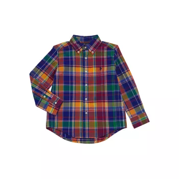Мальчишеская Рубашка в клетку на пуговицах из хлопкового поплина Polo Ralph Lauren Polo Ralph Lauren