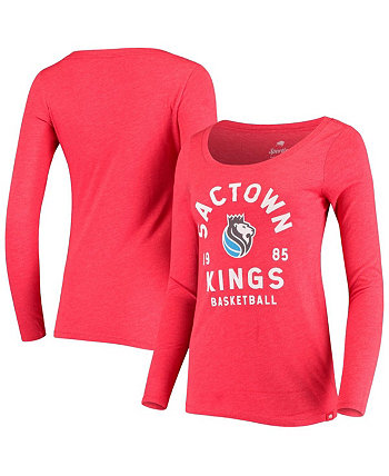 Женская красная футболка Sacramento Kings City Edition Tri-Blend с круглым вырезом и длинным рукавом Le Coq Sportif