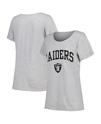 Женская футболка серого цвета с логотипом Las Vegas Raiders размера плюс Fanatics
