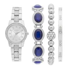 Женские часы Folio серебристого цвета и браслет с синим драгоценным камнем Folio