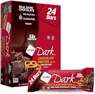 NuGo Dark Chocolate Pretzel and Sea Salt, 12g Protein Bar, Vegan, Gluten Free, Non-GMO, Kosher Pareve, 24 Count NuGo