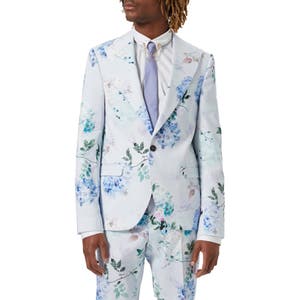 Pickhurst Skinny Fit Blue Floral Stretch Cotton Sport Coat Twisted Tailor