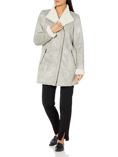 Женское пальто из искусственной овчины на молнии с геометрическим рисунком Calvin Klein