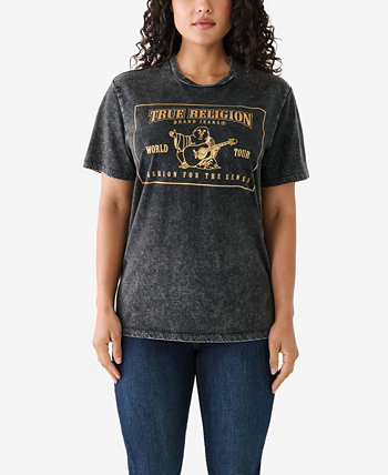 Женская футболка с короткими рукавами, выстиранная кислотой True Religion
