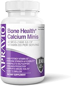 Bone Health Calcium Minis Tablets, Calcium Supplements w/Vitamin D3, Magnesium, Zinc, Copper, Manganese, Minerals to Help Support Bone Strength, Collagen Production, Immune Health,150ct APRAVIO