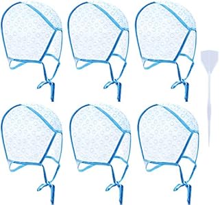 6 Pieces Hair Cap Highlighting Frosting Cap Highlight for Hair Cap Dye Color with Plastic Hooks Hair Coloring Salon Hairdressing Tool Kit Supplies (Blue) WILLBOND