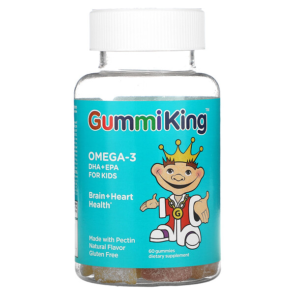 Омега-3 ДГК + ЭПК для детей, клубника, апельсин и лимон, 60 жевательных конфет GummiKing