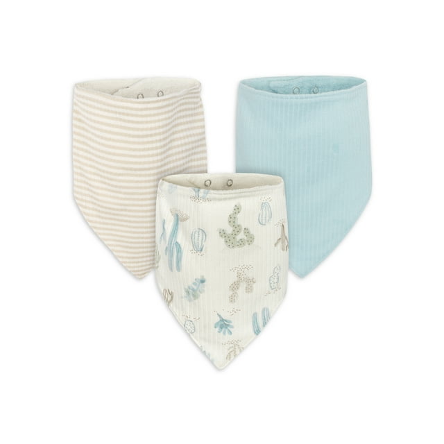 Just Born Baby Girl or Boy or Unisex Bandana Bibs, 3-Pack Just Born