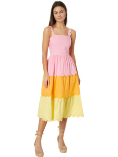 Платье с цветными блоками и фестонами English Factory