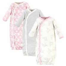 Touched by Nature Baby Girl Organic Cotton Side-Closure Snap Long-Sleeve Gowns 3pk Touched by Nature