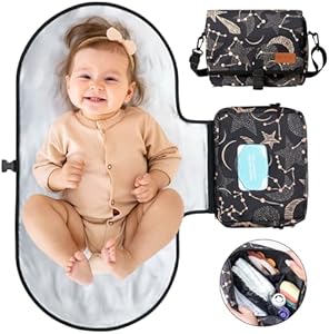 Momcozy 2-in-1 Diaper Changing Pad - Extra-Large Portable Diaper Pad 31.4x15.7 inch - Waterproof and Foldable for Newborns to Toddlers - Also Used As Adjustable Shoulder Bag with Wipes Pocket Momcozy