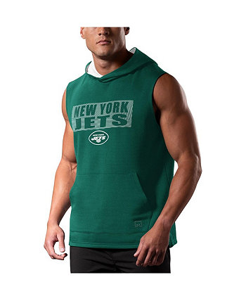 Мужской зеленый пуловер без рукавов New York Jets Marathon с капюшоном MSX by Michael Strahan