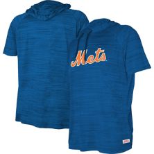 Youth Stitches Heather Royal New York Mets Raglan Short Sleeve Pullover Hoodie Stitches