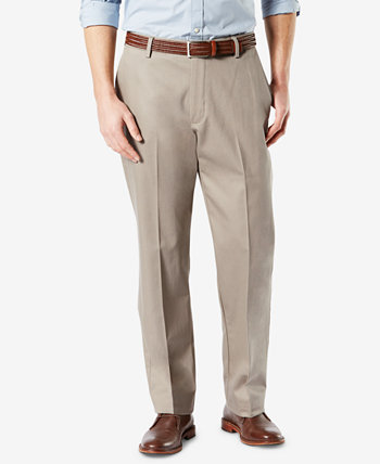 Мужские брюки цвета хаки со складками Signature Lux Cotton Classic Fit со складками Dockers