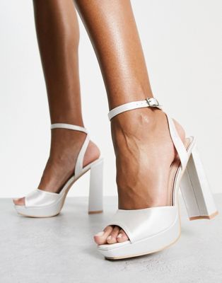 Be Mine Wide Fit Bridal Vanyaa platform heeled shoes in white Be Mine Wide Fit