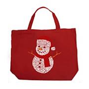 Christmas Snowman - Large Word Art Tote Bag LA Pop Art