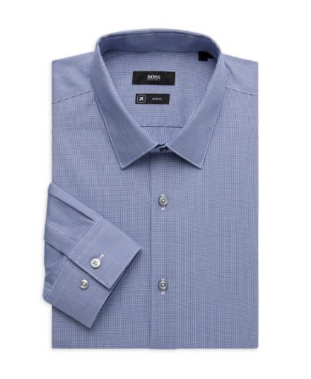 Приталенная классическая рубашка Isko с узором `` гусиные лапки '' BOSS Hugo Boss