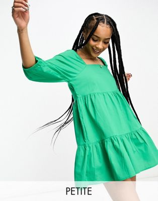 Ярко-зеленое свободное платье мини с пышными рукавами JDY Petite JDY Petite