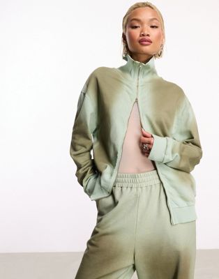 COLLUSION washed oversized funnel neck sweat in khaki Collusion