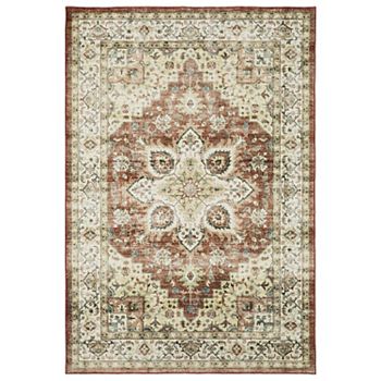 StyleHaven Sawyer Oriental Medallion Red & Ivory Washable Area Rug StyleHaven