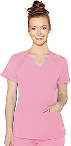 Med Couture Peaches Scrub Top for Women Raglan V-Neck with 3 Pockets, Modern Fit, Moisture-Wicking & Light Weight - MC8470 Med Couture